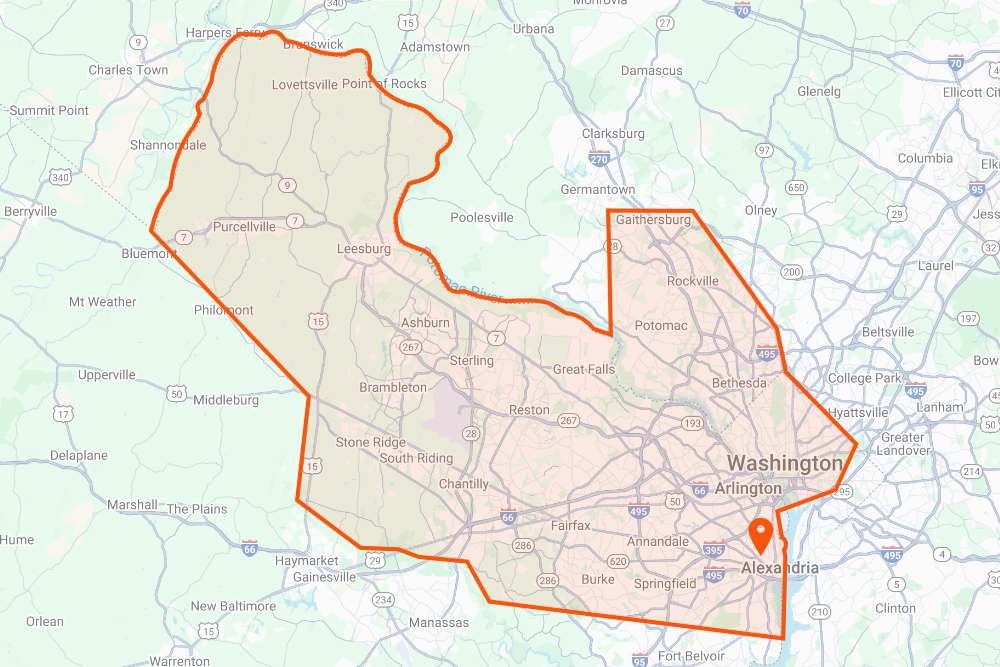 DeHenzel Training Service Area Map Alexandria