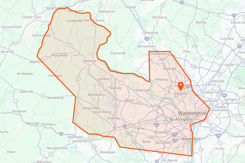 DeHenzel Training Service Area Map Bethesda