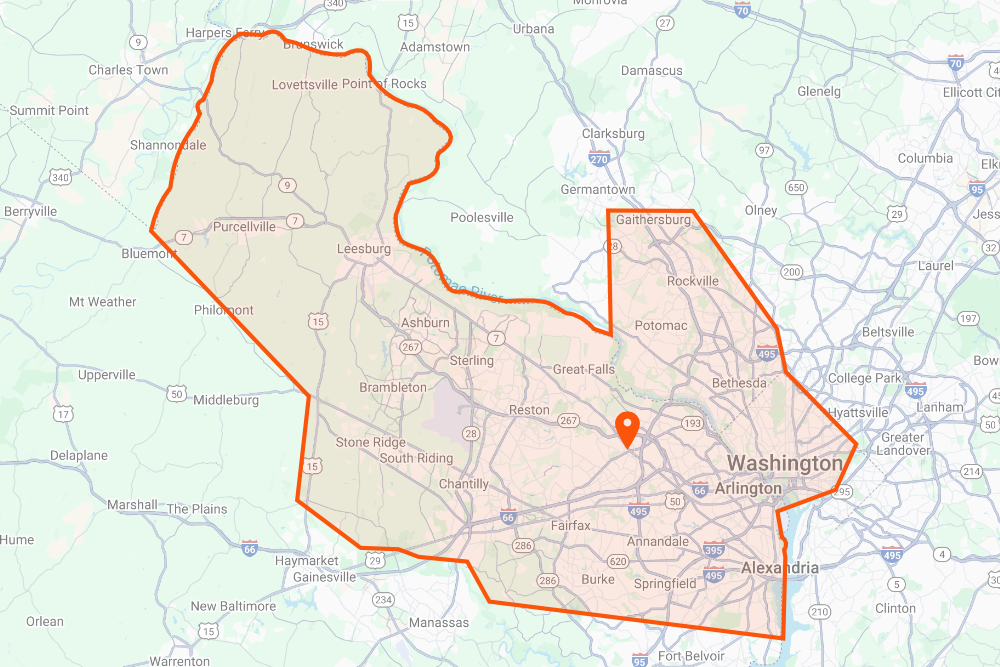DeHenzel Training Service Area Map Tysons